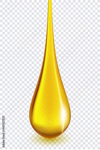Oil drop or honey isolated on transparent background as industrial and petroleum concept. vector illustration.