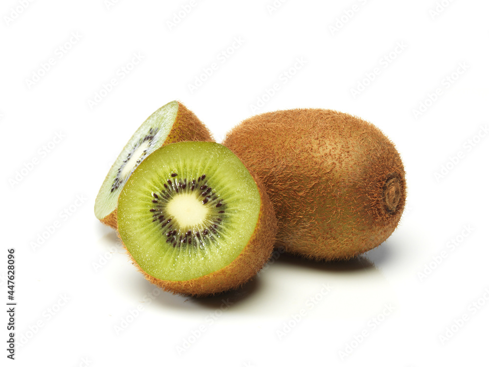 Obraz premium slice kiwi fruit white background