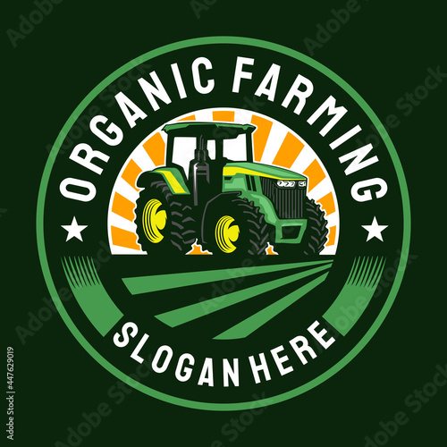 Tractor farm circle badge logo