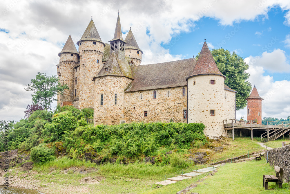 View at the Castle of Val at the Bank of Dordogne river - France