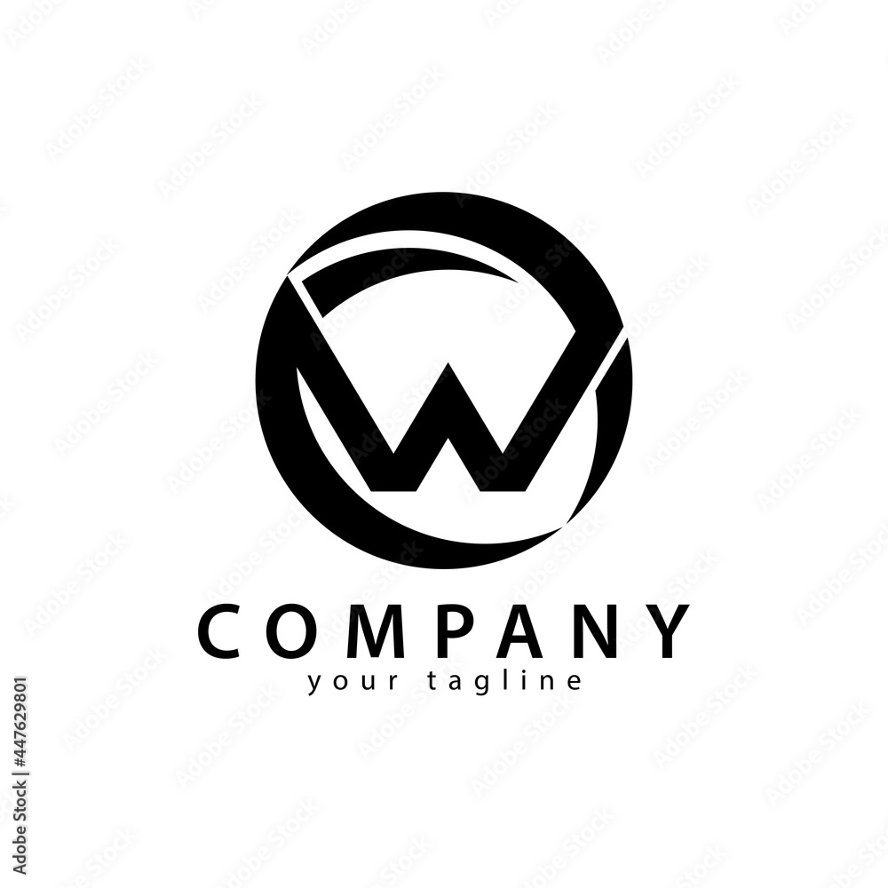 Fototapeta premium Letter W, W logo template with circle
