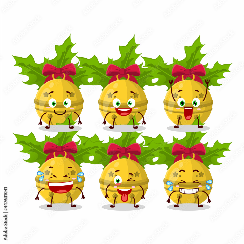 Obraz premium Cartoon character of christmas bells with smile expression
