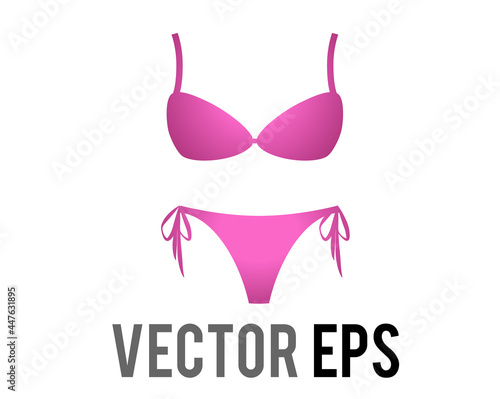 Vector gradient pink two piece female swimsuit bikini icon