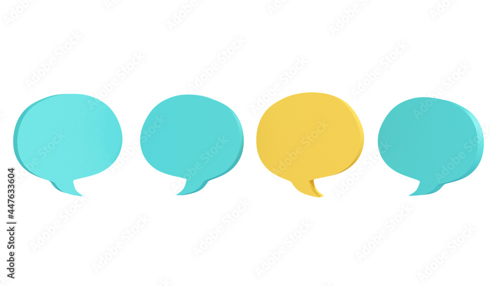 3D Rendering concept of stand out from the crowd and different concept. Yellow speech bubble stand out from crowd on white background. 3D Render. 3d illustration. Minimal style. 3D Rendering concept of stand out from the crowd and different concept. Yellow speech bubble stand out from crowd on white background. 3D Render. 3d illustration. Minimal style.