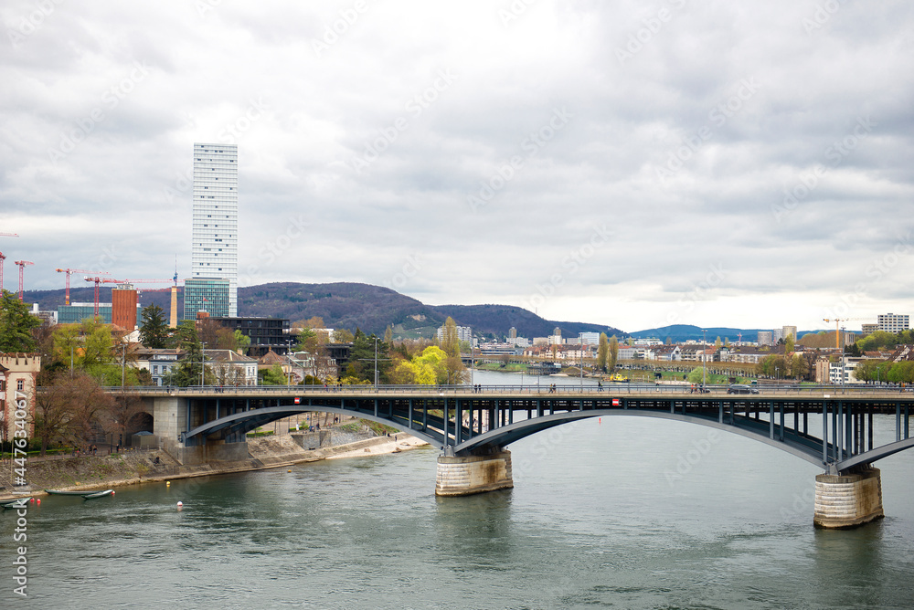 Mittlere Bridge and Basel skyline, Switzerland