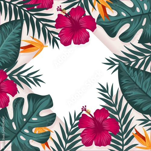 Flat Tropical Leaves Background_2