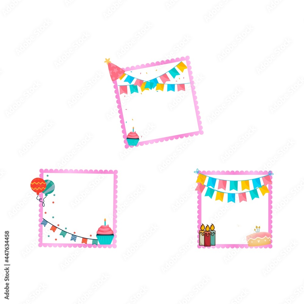 Happy birthday, photo frame design vector illustration. Photo frame
