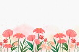 Flat Floral Background With Watercolour Hand Drawn Illustration