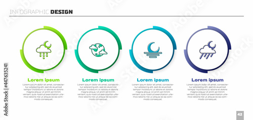 Set Cloud with rain and moon, Earth planet clouds, Sunset and . Business infographic template. Vector