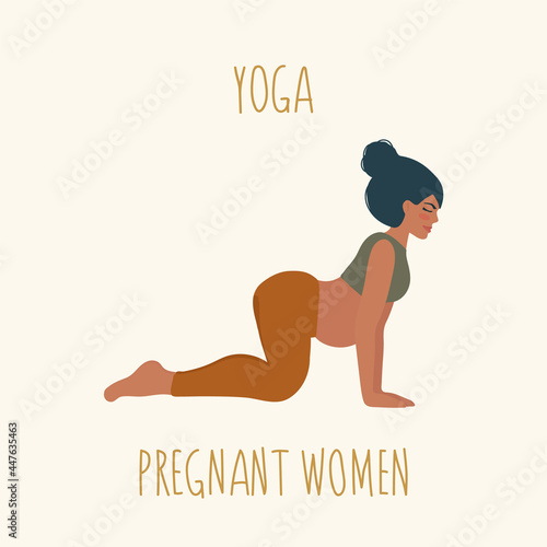 Wallpaper Mural Pregnant woman doing Yoga. People do sports for the poster. Vector illustration with gymnastics and relaxation. Vector illustration Torontodigital.ca