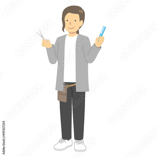 美容師をするの女性イラスト