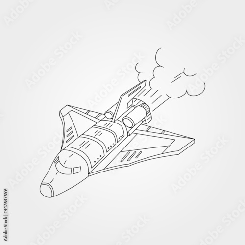 flying spaceship line art vector background symbol illustration design