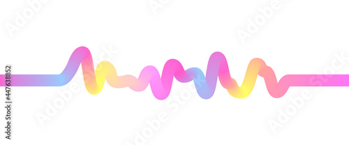 Abstract 3d flowing sound wave with multicolored gradient. Digital frequency track and voice equalizer. Modern Vector background