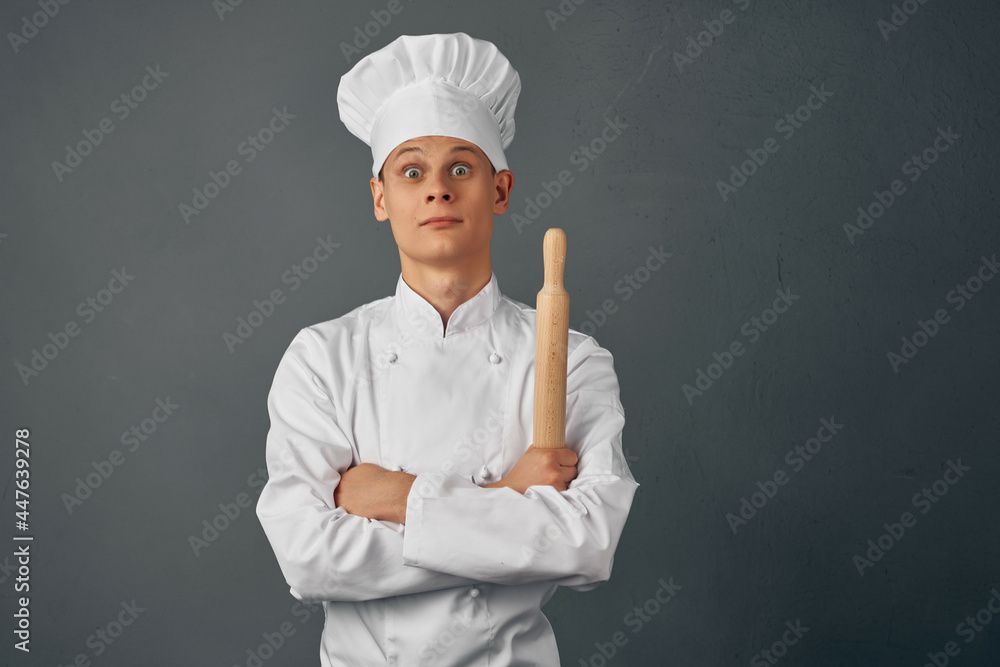 chef with a frying pan in his hands emotions cooking restaurant chef with a frying pan in his hands emotions cooking restaurant