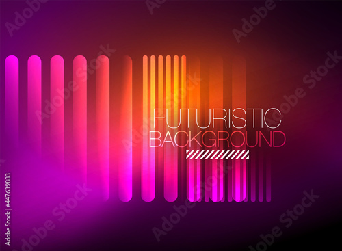 Bright neon color techno abstract background  shiny glowing neon lines in the dark background