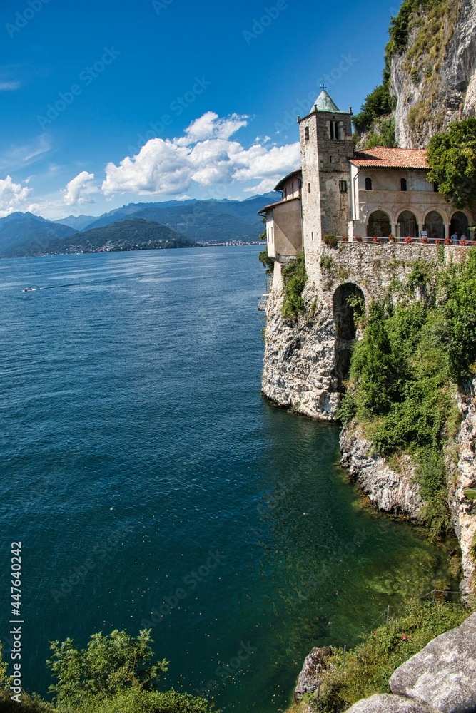 beautiful images of the hermitage of Santa Caterina, a beautiful church on the shores of Lake Maggiore, the Lombard side. Italy