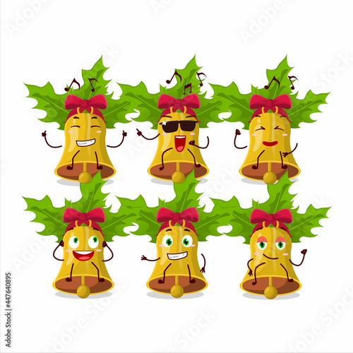 An image of jingle christmas bells dancer cartoon character enjoying the music