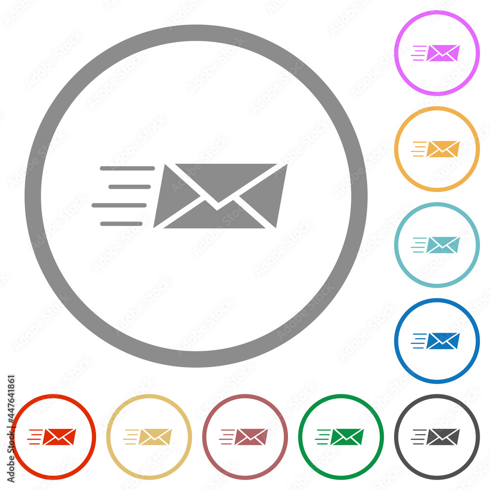 Sending express mail solid flat icons with outlines Sending express mail solid flat icons with outlines
