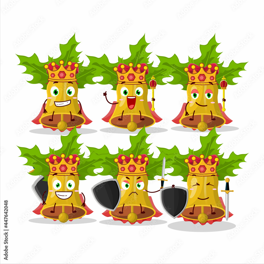 Fototapeta premium A Charismatic King jingle christmas bells cartoon character wearing a gold crown