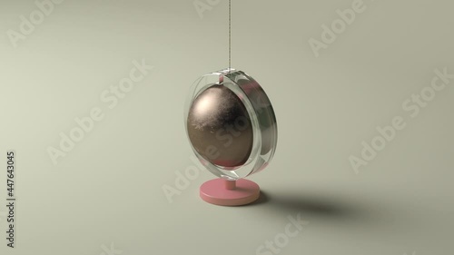 Looped animation with balancing sphere. Infinite animation. Satisfying calm video.