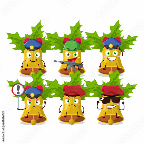 A dedicated Police officer of jingle christmas bells mascot design style