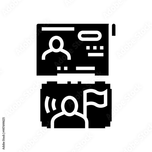 visa as political asylum glyph icon vector. visa as political asylum sign. isolated contour symbol black illustration