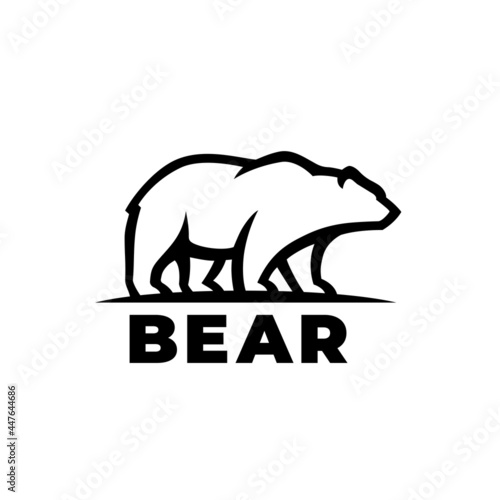 Bear logo line icon. Wild animal sign. Vector illustration.