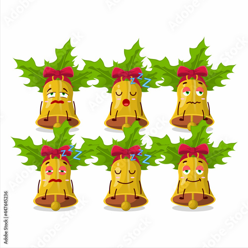 Cartoon character of jingle christmas bells with sleepy expression