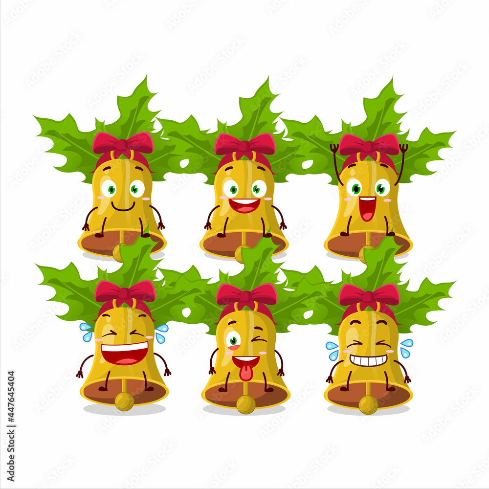 Fototapeta premium Cartoon character of jingle christmas bells with smile expression