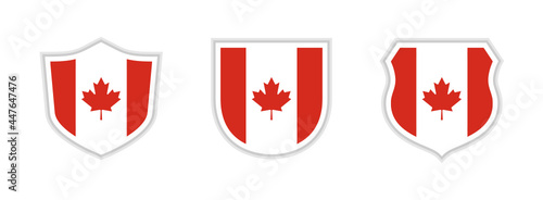 shields icon set with canada flag isolated on white background. vector illustration
 photo