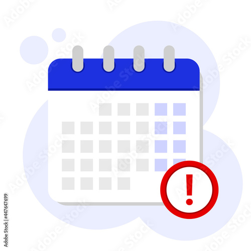 Vector calendar icon. Flat isolated vector illustration. Red decline, postpone canceled meetings or plans.