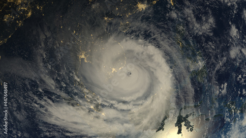 Satellite view of the eye of the tropical storm.3d render. photo