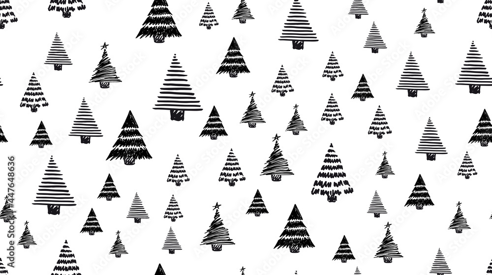 Christmas trees set, hand drawn. Vector illustration. Christmas trees set, hand drawn. Vector illustration.