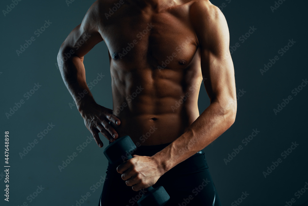sporty man with dumbbells workout exercise fitness