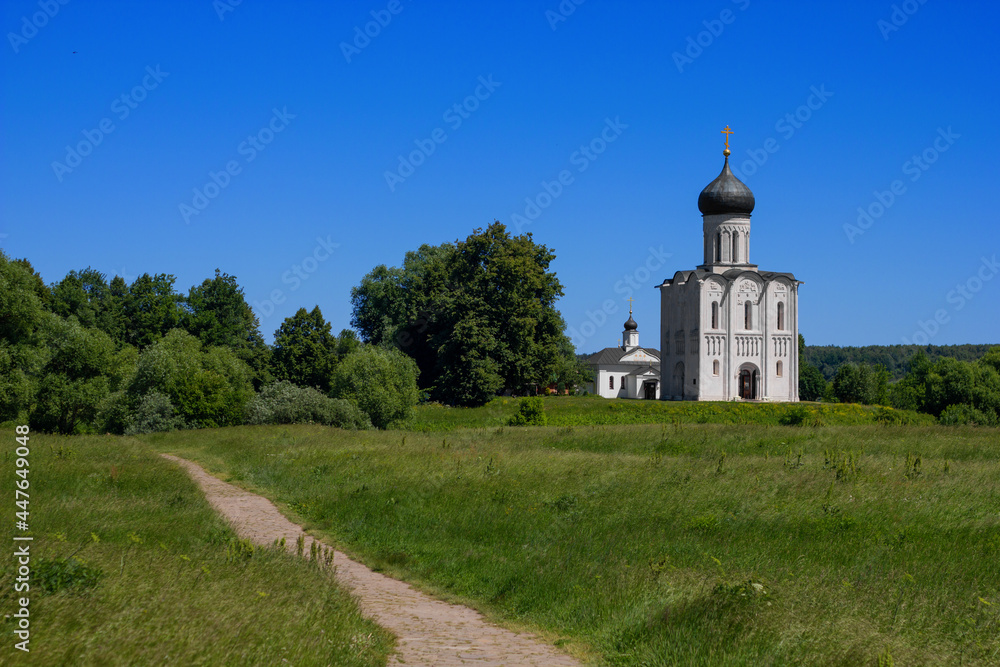 Russia, Vladimir region, Bogolyubovo, June 2021: Church of the Intercession on the Nerl