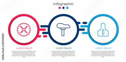 Set line Bicycle sprocket crank, seat and . Business infographic template. Vector