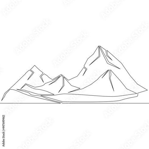 Continuous line drawing art Mountain icon concept