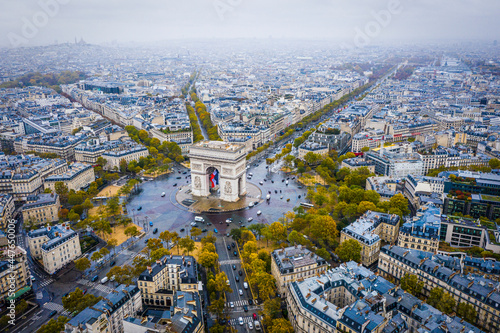 Aerial view of Arc de Triomphe, Paris