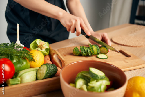 cutting vegetables salad vitamins healthy food