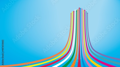 Arrows in perspective going up. Success concept. 16:9 dimension. Vector illustration. EPS10.
