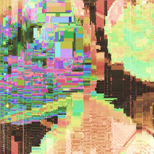 Glitch abstract background colorful technology vaporwave static