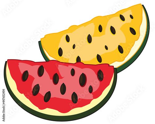 Slices of the watermelon red and wanted sort