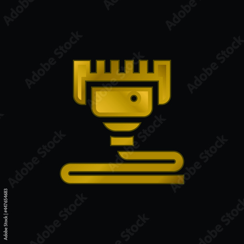 3d Print gold plated metalic icon or logo vector