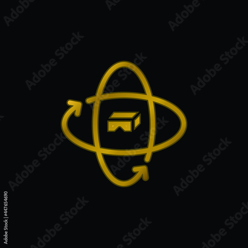 360 Degrees gold plated metalic icon or logo vector