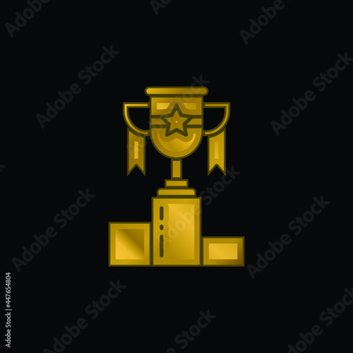 Award gold plated metalic icon or logo vector