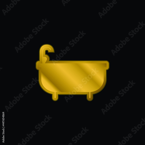 Bathtube gold plated metalic icon or logo vector