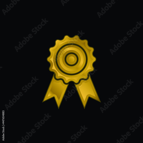 Award gold plated metalic icon or logo vector