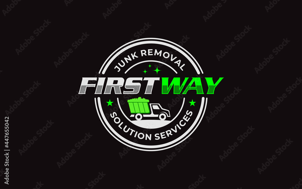 Illustration vector graphic of junk removal solution services logo design template Illustration vector graphic of junk removal solution services logo design template