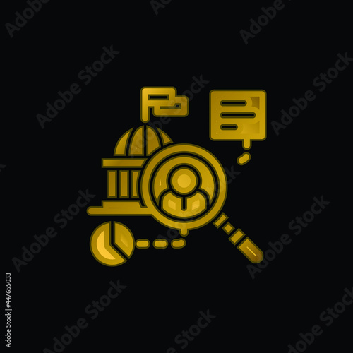 Analytics gold plated metalic icon or logo vector