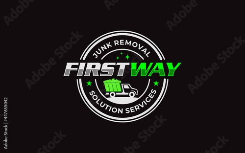 Illustration vector graphic of junk removal solution services logo design template